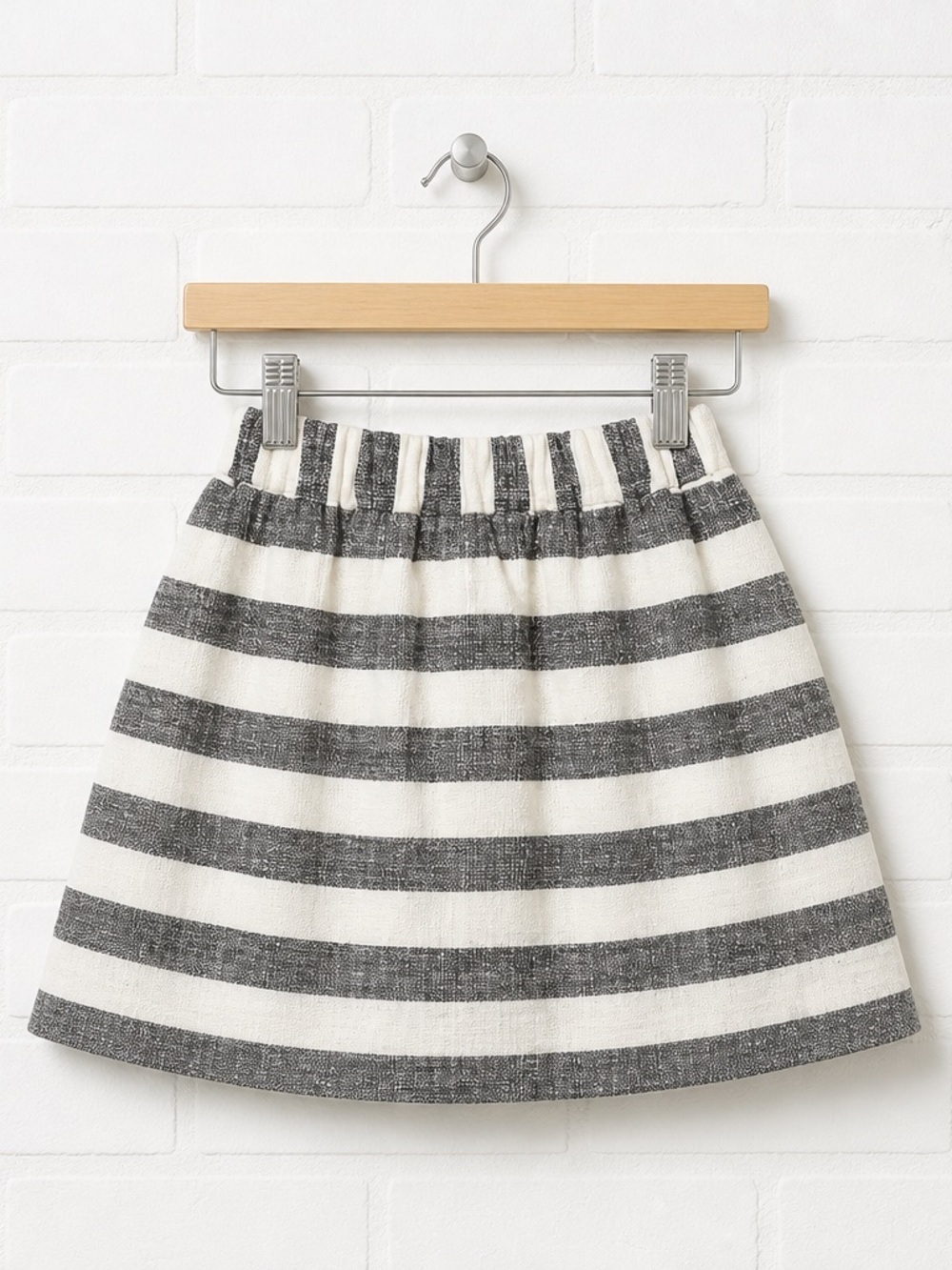 NWT Doe A Dear Little Girls Black White Linen Pull On Lined Skirt - Size 6